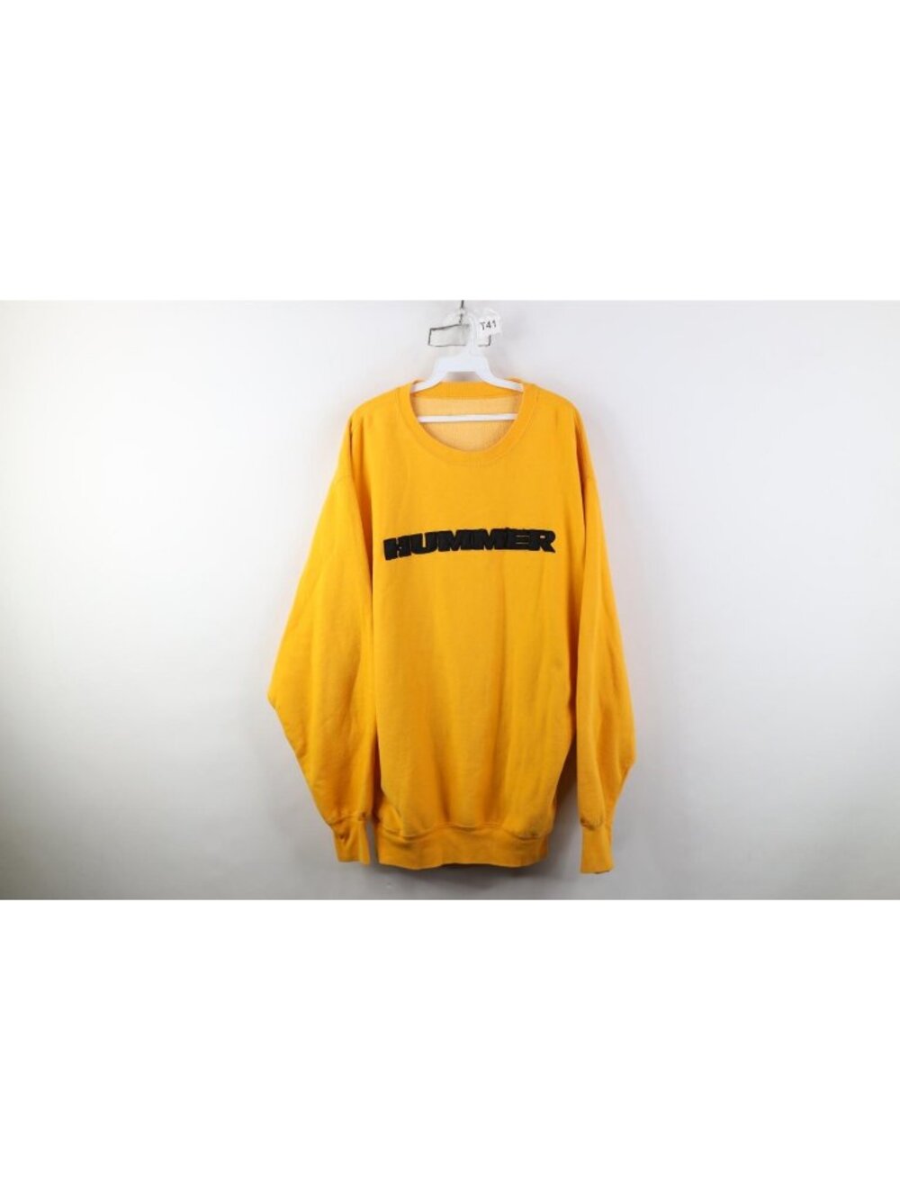 Vintage 90s Y2K Hummer Truck Mens 2XL Spell Out Heavyweight Sweatshirt Yellow